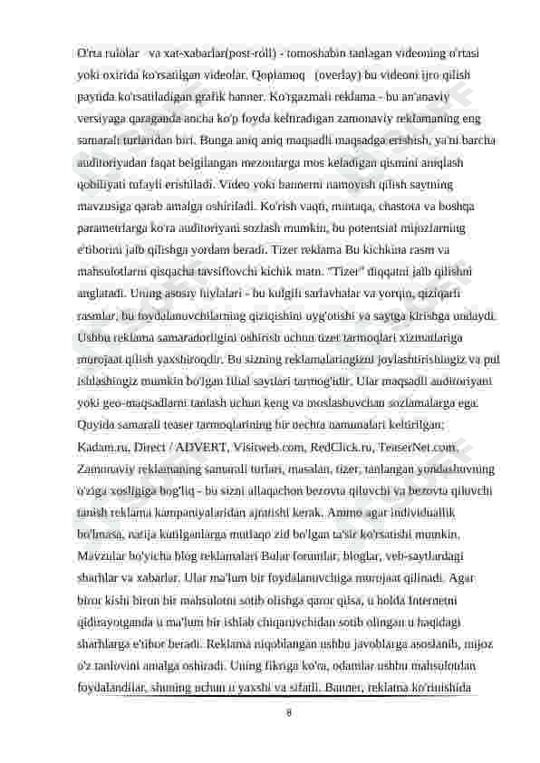 Korxonada marketing xizmati va uning tashkil qilinishi 8
