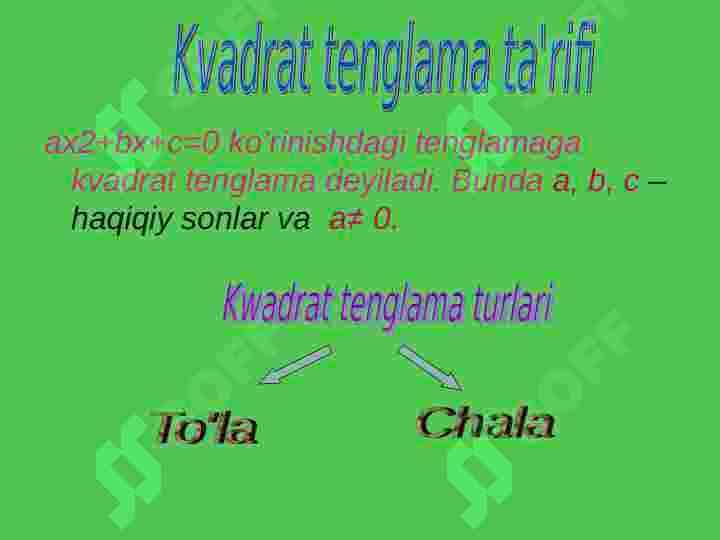 Kvadrat tenglamalar 4