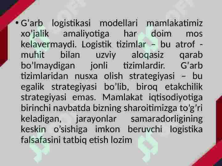 Logistika tizimi 8