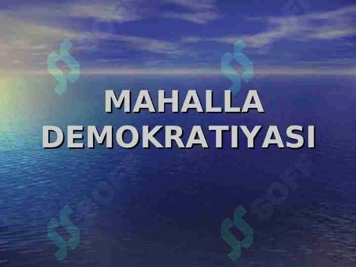 MAHALLA DEMOKRATIYASI