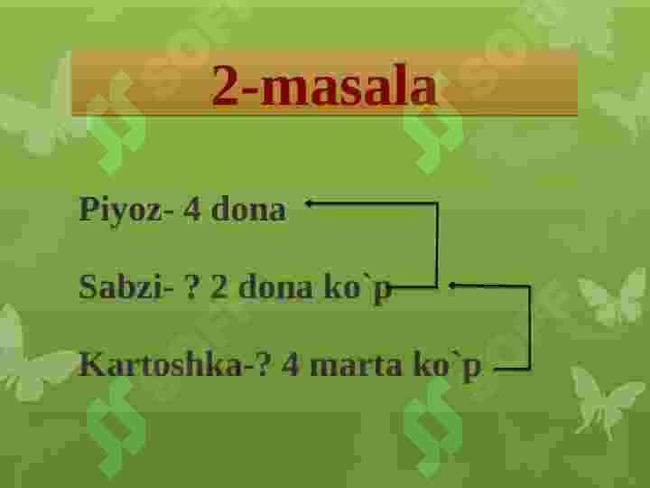 Masalani tenglama va jadval tuzib yechish 3