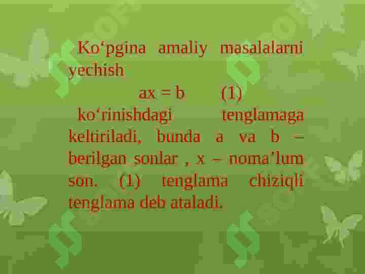 Masalani tenglama va jadval tuzib yechish 8