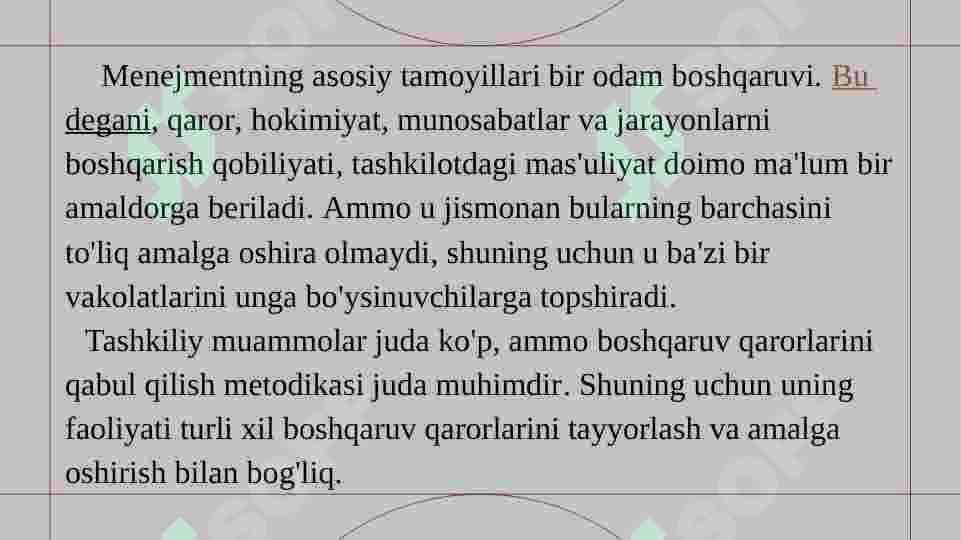 MENEJMENTDA QAROR QABUL QILISH VA  QARORLARNI ISHLAB CHIQISH 3