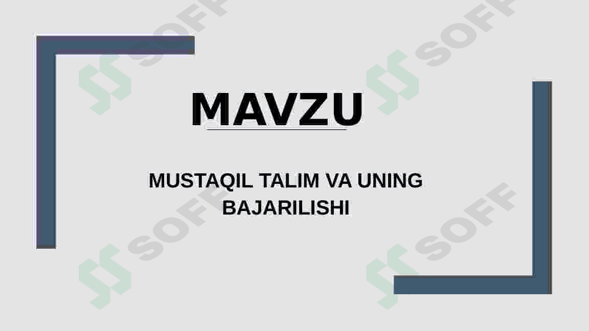 Mustaqil talim va uning bajarilishi 2