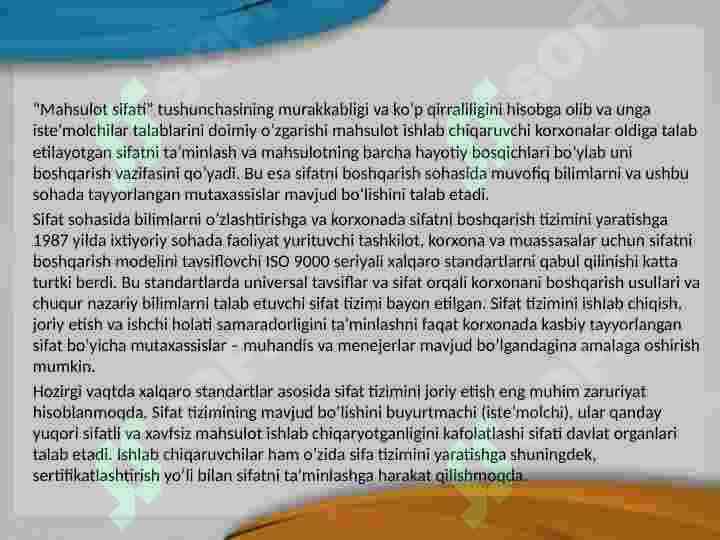 Mahsulot sifati 2