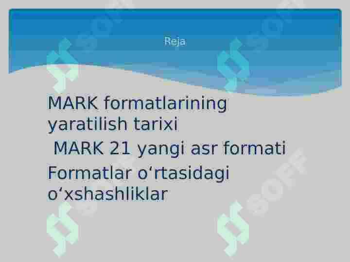 Kutubxonalarda MARK  formatlarining yaratilishi tarixi. MARK 21 yangi asr formati 2