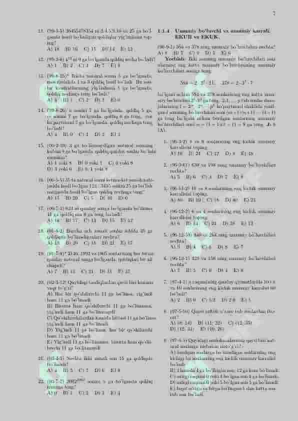 Matematika Oq Toʻplam 7