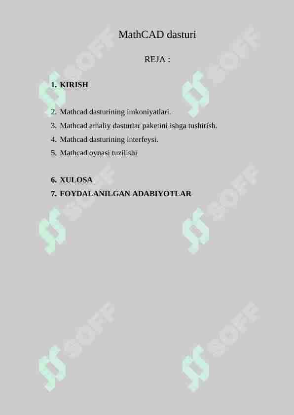 MathCAD dasturi