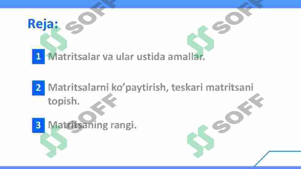 Matritsalar va ular ustida amallar 2