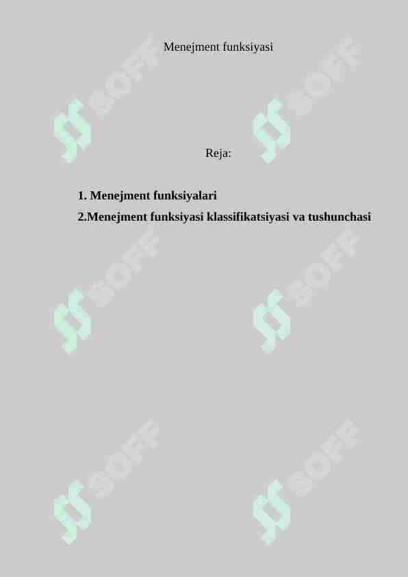 Menejment funksiyasi