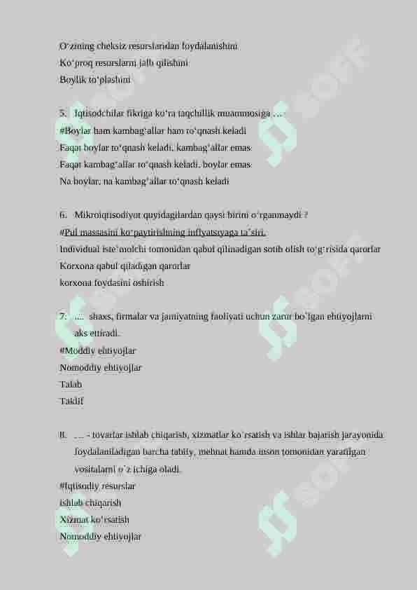 makroiqtisodiyot 100 talik test javoblari bilan 2