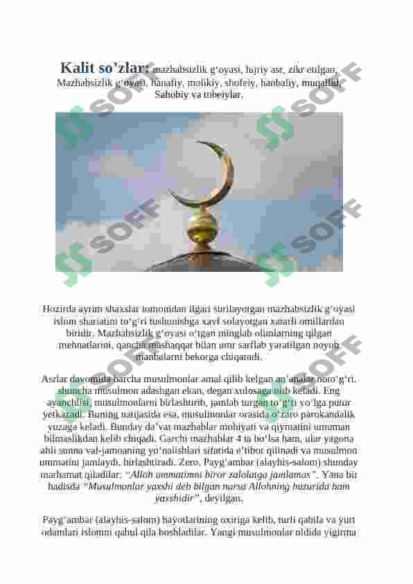Mazhabsizlik va uning salbiy oqibatlari 2
