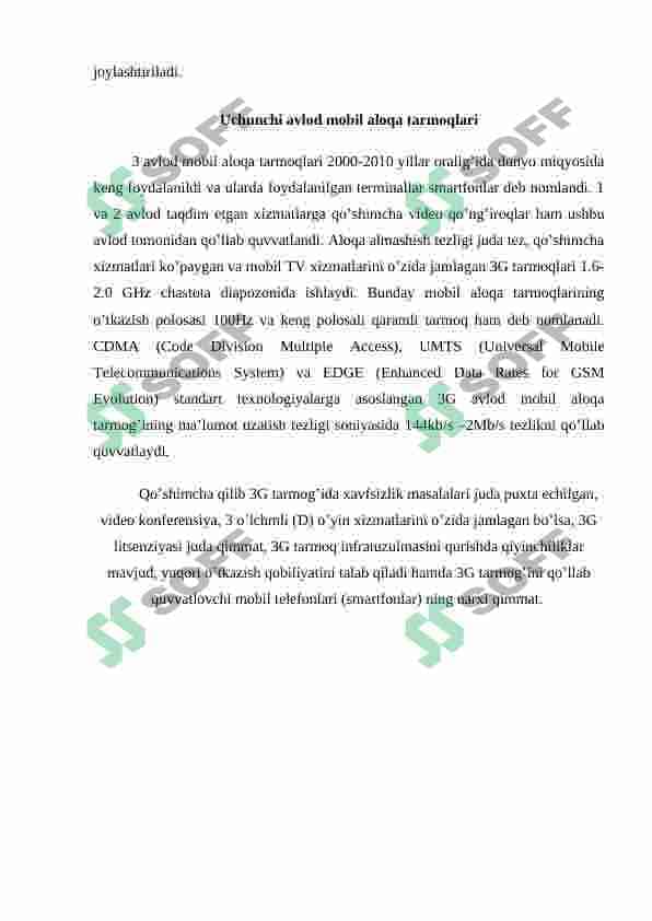 Mobil aloqa tarmoqlari: 3G, 4G va 5G texnologiyasi 6