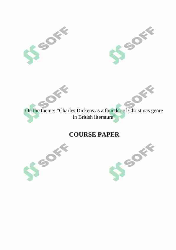 Charles Dickens as a founder of Christmas genre in British literature