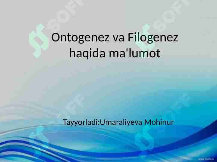 Ontogenez va Filogenez haqida ma'lumot