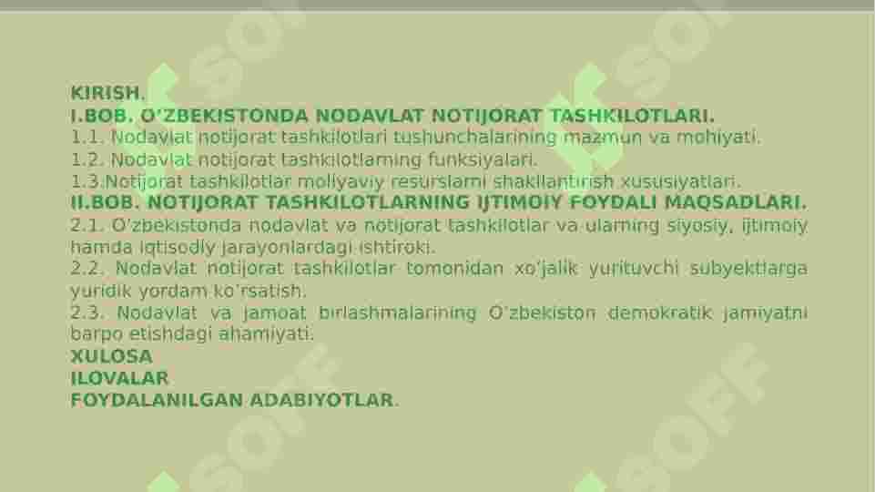 O’ZBEKISTONDA  NODAVLAT  NOTIJORAT  JAMOAT TASHKILOTLARINING  ISH  FAOLIYATI 2