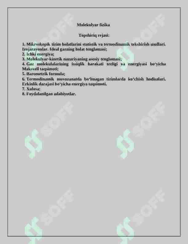 Molekulyar fizika 2
