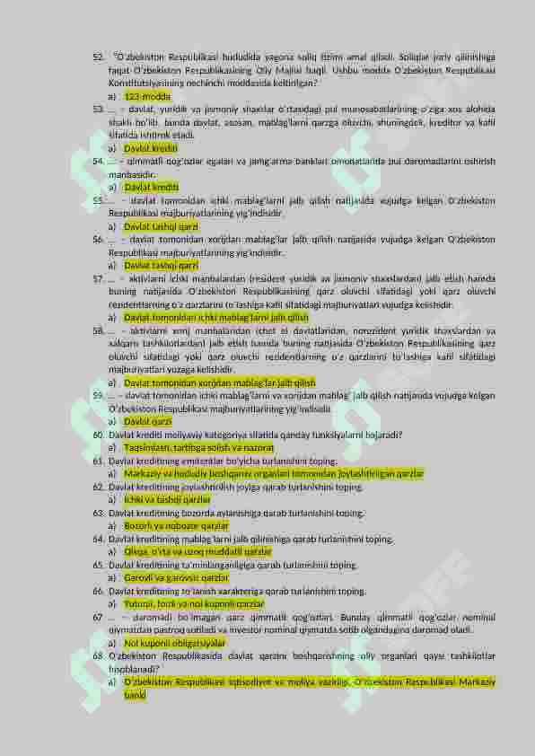 moliya fanidan 200 ta savolga javob 4