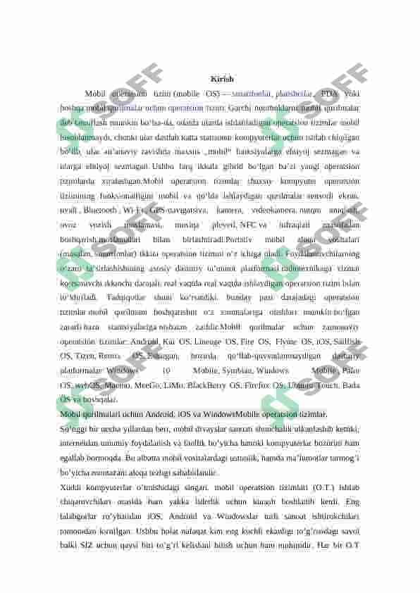 Mobil qurilmalar uchun opertsion tizim 5