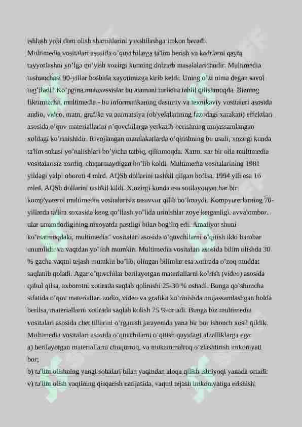 Multimedia xizmatlarida axborotlarni qo’llash 3