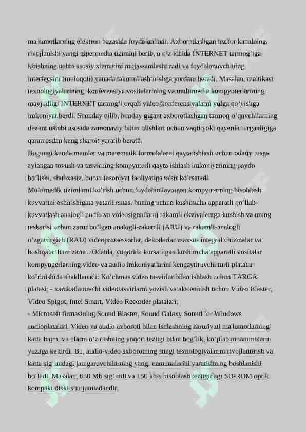 Multimedia xizmatlarida axborotlarni qo’llash 7
