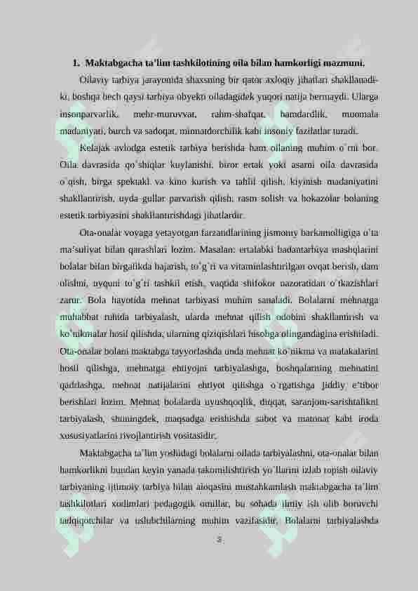 MAKTABGACHA TA’LIM MUASSASASI, OILA VA MAKTAB HAMKORLIGI 3