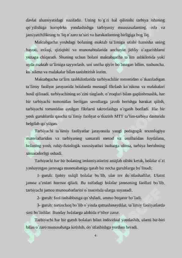 MAKTABGACHA TA’LIM MUASSASASI, OILA VA MAKTAB HAMKORLIGI 4