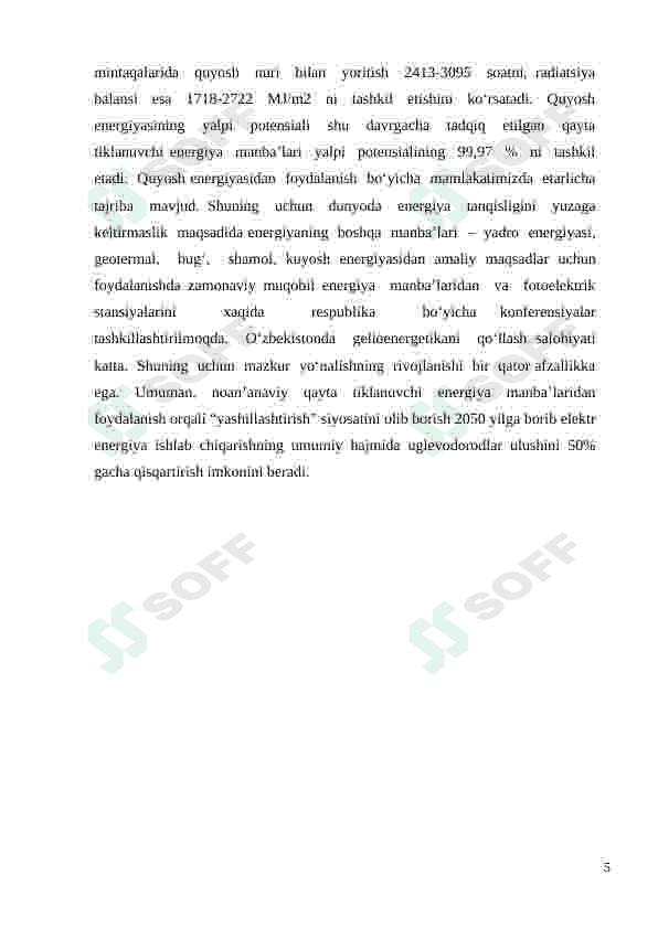 Respublika iqlim sharoitida yuqori samarali fotoelektrik batareyalarning mobil ko’rinishdagi konstruksiyalarini yaratish 5