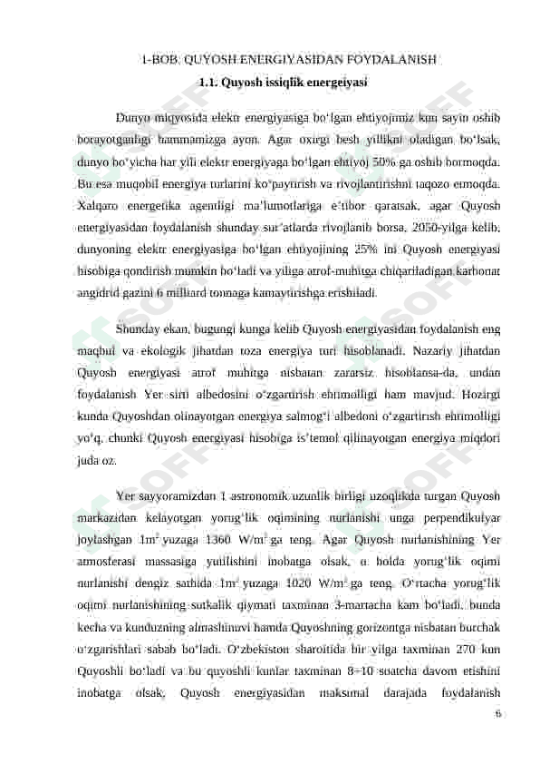 Respublika iqlim sharoitida yuqori samarali fotoelektrik batareyalarning mobil ko’rinishdagi konstruksiyalarini yaratish 6