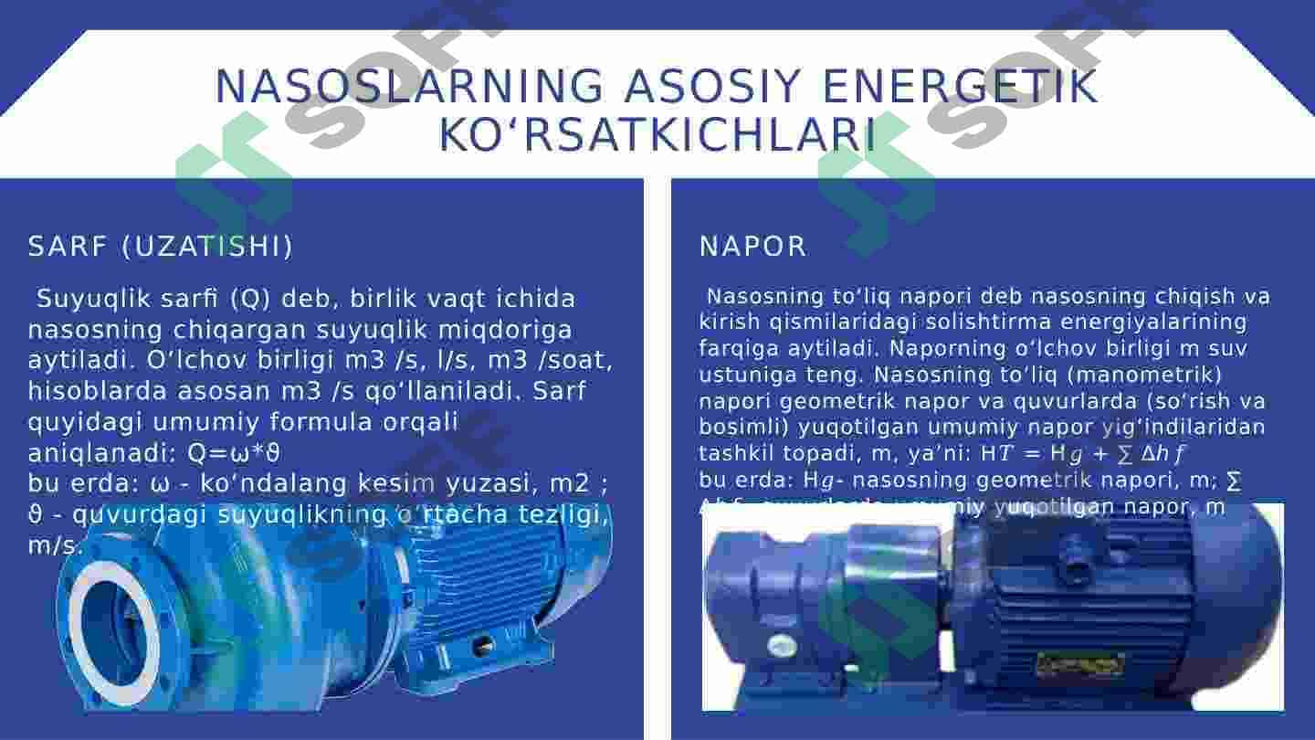 Nasoslarning asosiy koʻrsatkichlari 4