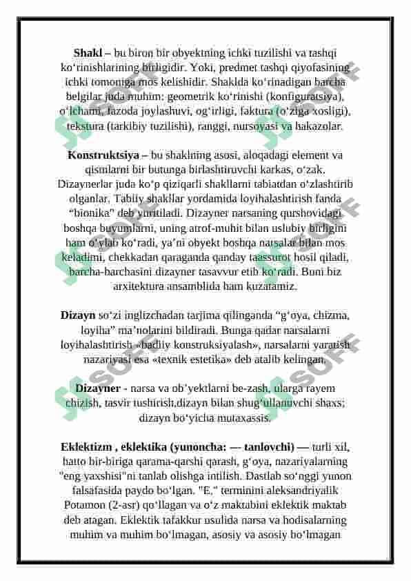Estetikaning zamonaviy yondashuvlari (GLOSSARIY) 2