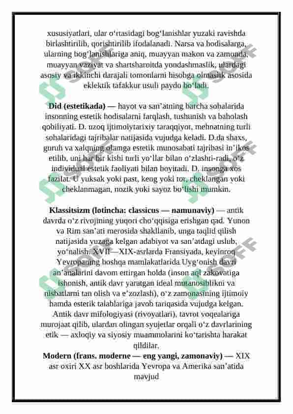 Estetikaning zamonaviy yondashuvlari (GLOSSARIY) 3