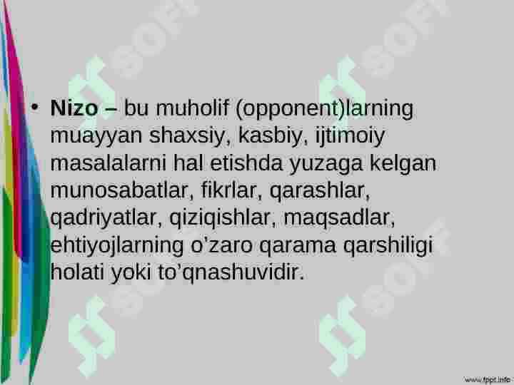 Nizolarni boshqarish KONFLIKT MENEJMENT 3