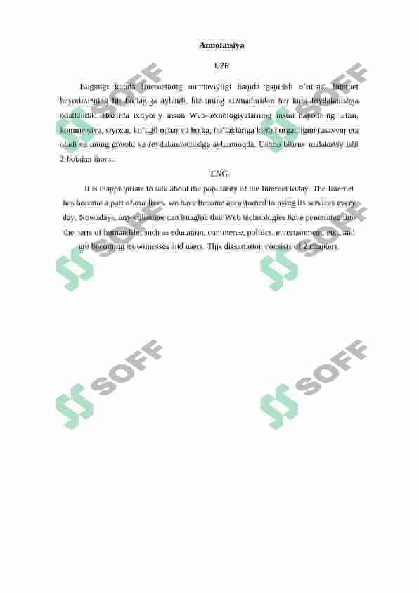 Web saytlarning qo’llanilishi, tuzlishi, parametrlari 4