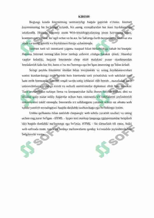 Web saytlarning qo’llanilishi, tuzlishi, parametrlari 5