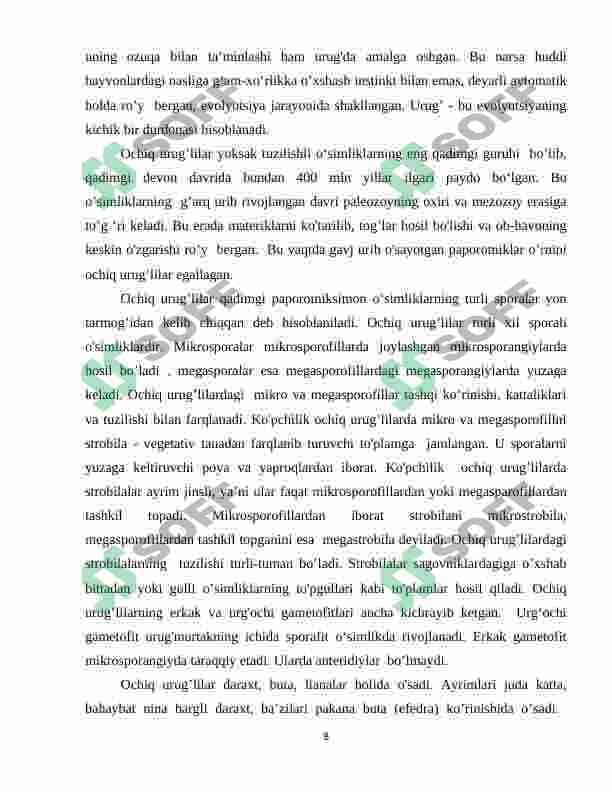 OCHIQ URUG’LILAR BO’LIMI 8