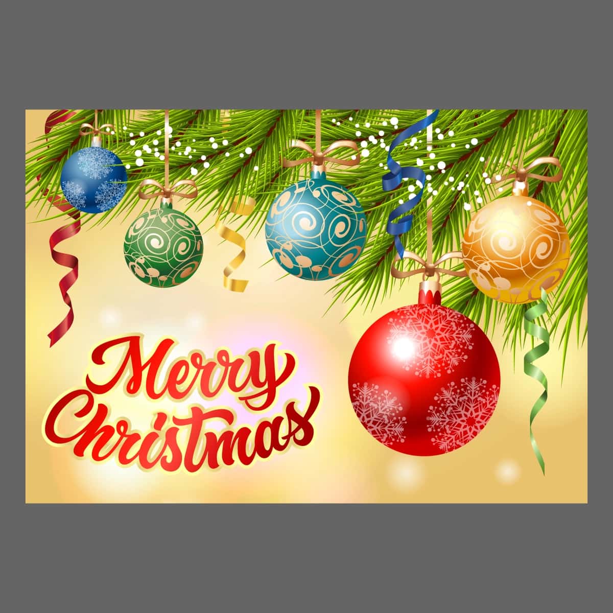 Rojdestvo bayrami bilan | Merry christmas with baubles streamer 1
