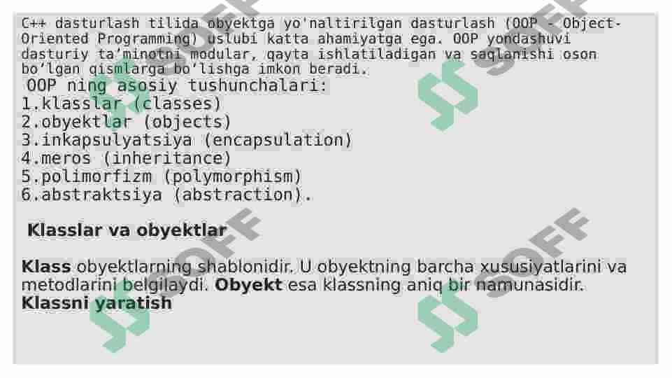 OOP: Obyektga Yo'naltirilgan Dasturlash 2
