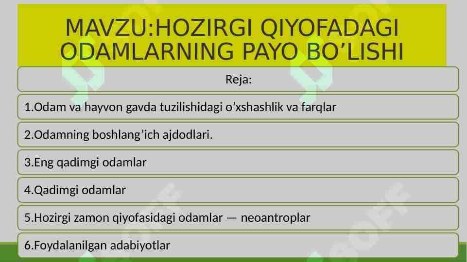 HOZIRGI QIYOFADAGI ODAMLARNING PAYO BO’LISHI