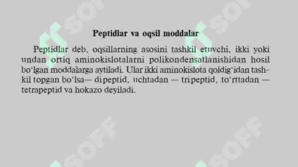 Peptidlar. Oqsillar 2
