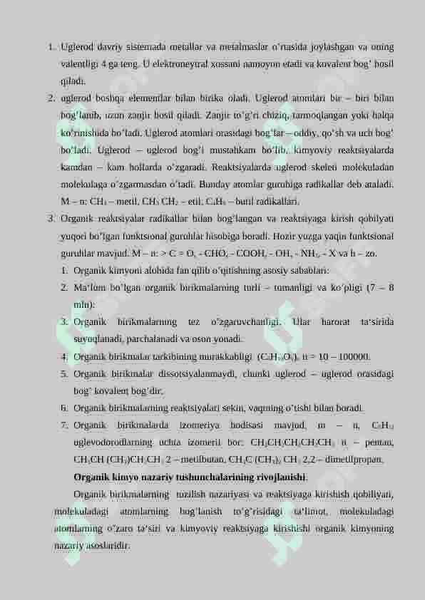 Organik kimyo fani 2
