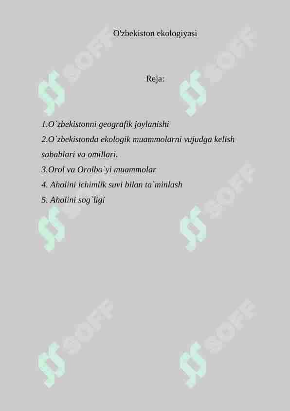 O'zbekiston ekologiyasi
