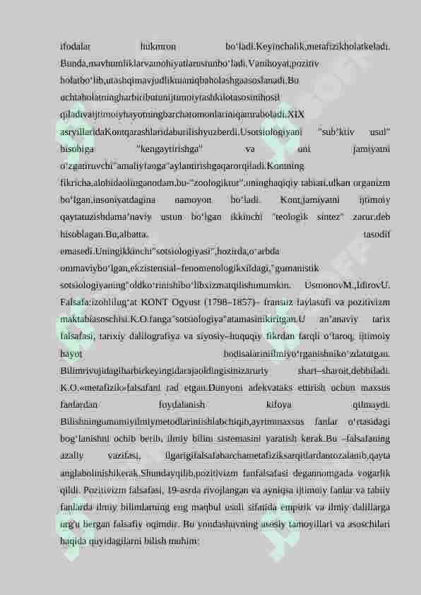 POSTIVIZM FALSAFASI 8