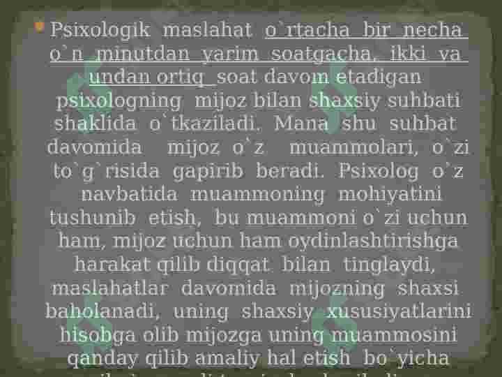 PSIXOLOGIK MASLAHAT 2