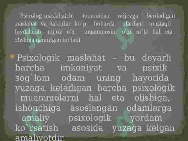 PSIXOLOGIK MASLAHAT 3
