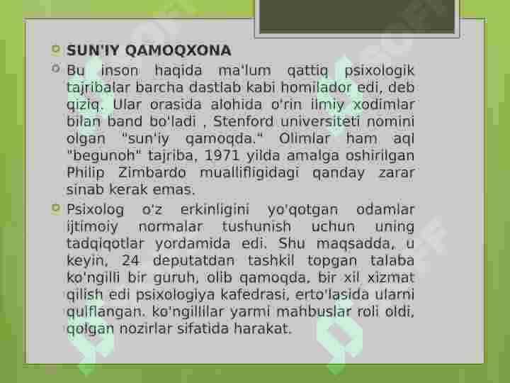PSIXO INSON TAJRIBASI 8