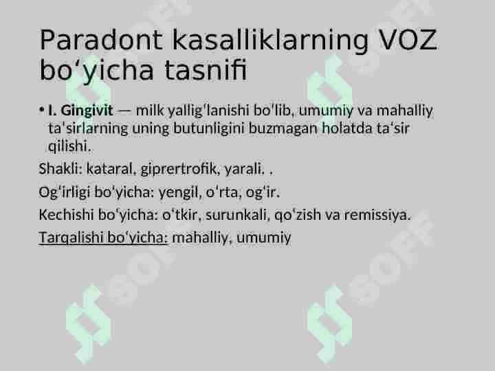 Paradont kasalliklari nur tashxisi 2