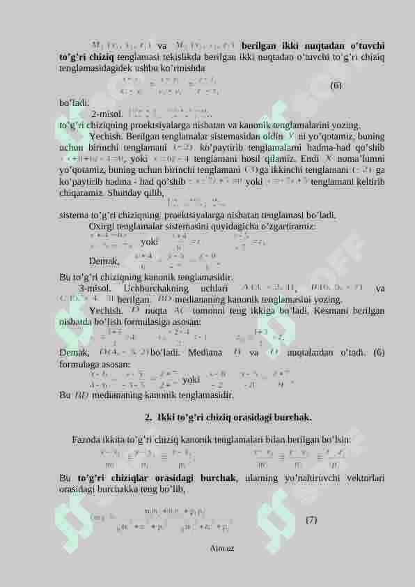Fazoda to’g’ri chiziq tenglamasi 3