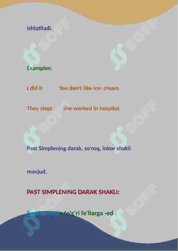 Past Simple haqida umumiy ma'lumot 2