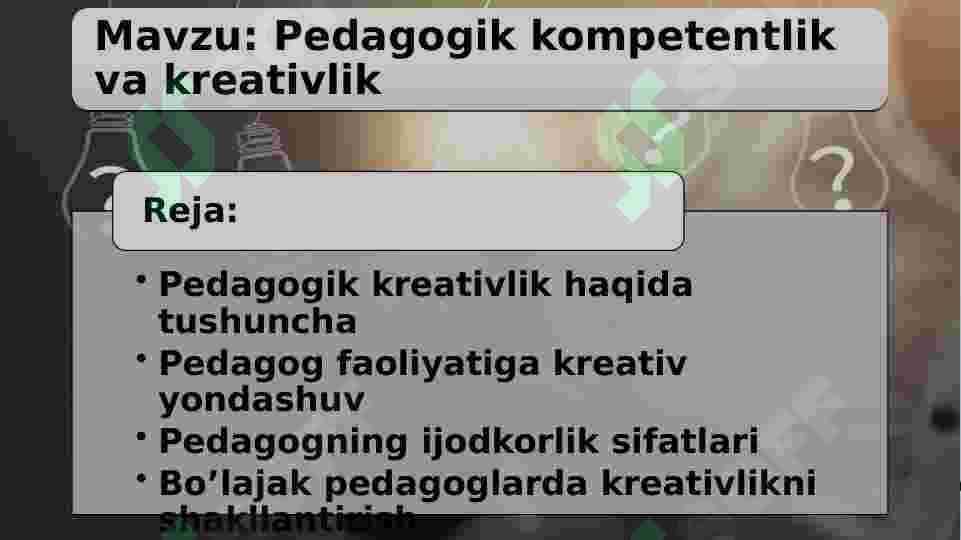 Pedagogik kompetentlik va kreativlik 2